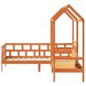 Day Bed Set with Roof Wax Brown 90x200 cm - Solid Wood Pine