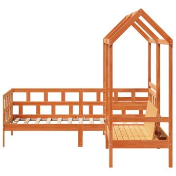 Day Bed Set with Roof Wax Brown 90x190 cm Solid Pine Wood