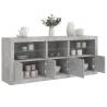 Stylish Sideboard with LED Lights - Concrete Grey 162x37x67 cm