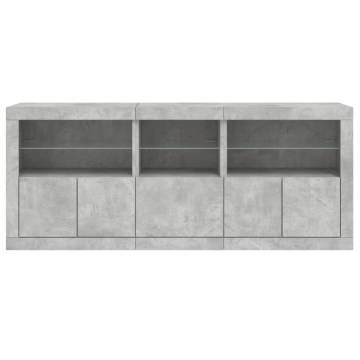 Stylish Sideboard with LED Lights - Concrete Grey 162x37x67 cm