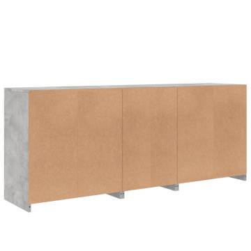 Stylish Sideboard with LED Lights - Concrete Grey 162x37x67 cm