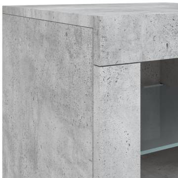 Stylish Sideboard with LED Lights - Concrete Grey 162x37x67 cm