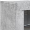 Stylish Sideboard with LED Lights - Concrete Grey 162x37x67 cm