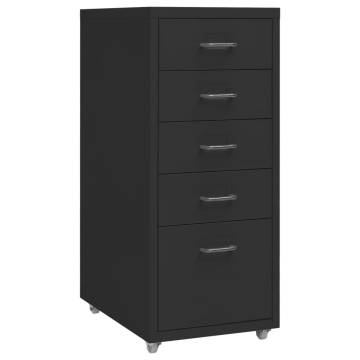 Mobile File Cabinet Black - 5 Drawer Metal Office Storage