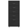 Mobile File Cabinet Black - 5 Drawer Metal Office Storage