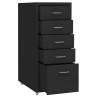 Mobile File Cabinet Black - 5 Drawer Metal Office Storage