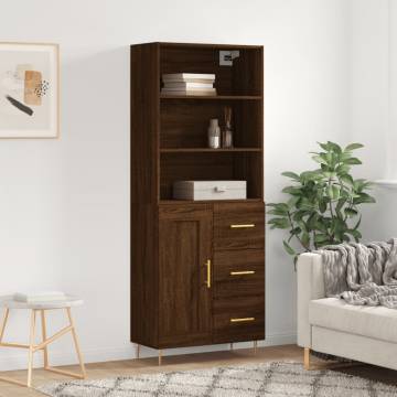 Stylish Highboard Brown Oak - 69.5x34x180 cm | HipoMarket