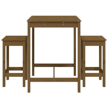 3 Piece Garden Bar Set - Honey Brown Solid Pine Wood