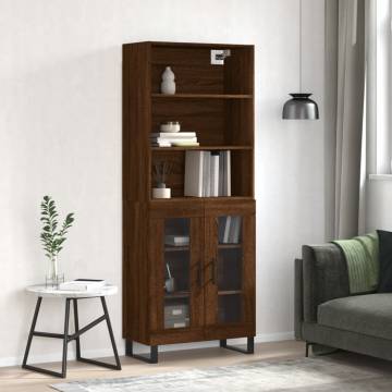 Stylish Highboard in Brown Oak - 69.5x34x180 cm