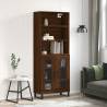 Highboard Brown Oak 69.5x34x180 cm Engineered Wood Colour brown oak Quantity in Package 1 Model 2 glass doors 