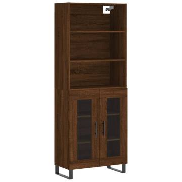 Stylish Highboard in Brown Oak - 69.5x34x180 cm