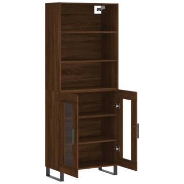 Stylish Highboard in Brown Oak - 69.5x34x180 cm