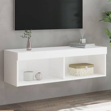 Stylish White TV Cabinet with LED Lights - 100x30x30 cm