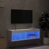 Stylish White TV Cabinet with LED Lights - 100x30x30 cm