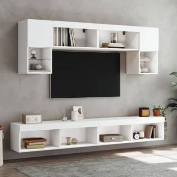 Stylish White TV Cabinet with LED Lights - 100x30x30 cm