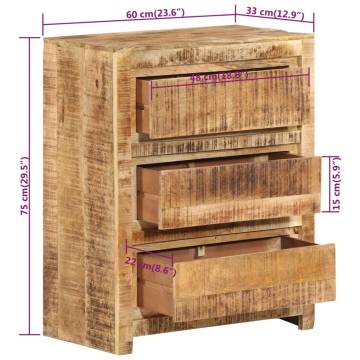 Drawer Cabinet 60x33x75 cm - Solid Wood Mango - HipoMarket