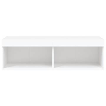 Stylish White TV Cabinet with LED Lights - 100x30x30 cm