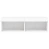 Stylish White TV Cabinet with LED Lights - 100x30x30 cm