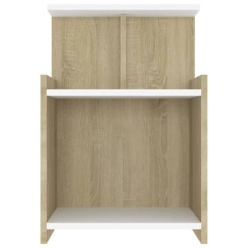 Stylish Bed Cabinets 2 pcs - White & Sonoma Oak | HIPO Market