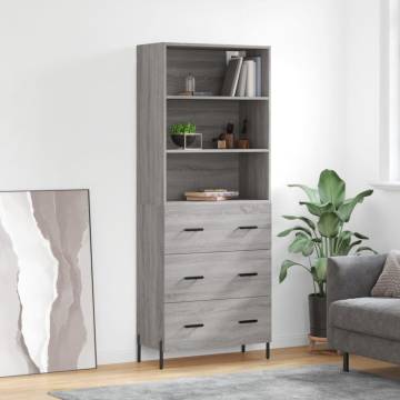 Stylish Highboard Grey Sonoma - 69.5x34x180 cm | HipoMarket