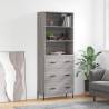 Highboard Grey Sonoma 69.5x34x180 cm Engineered Wood Colour grey sonoma Quantity in Package 1 Model 3 drawers 