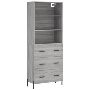 Stylish Highboard Grey Sonoma - 69.5x34x180 cm | HipoMarket