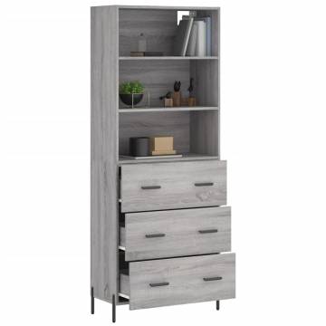 Stylish Highboard Grey Sonoma - 69.5x34x180 cm | HipoMarket