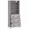 Stylish Highboard Grey Sonoma - 69.5x34x180 cm | HipoMarket