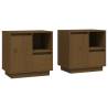 Elegant Honey Brown Pine Bedside Cabinets - 2 pcs