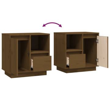 Elegant Honey Brown Pine Bedside Cabinets - 2 pcs