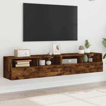 Smoked Oak TV Wall Cabinets - 2 pcs 80x30x30 cm