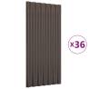 36 pcs Powder-coated Steel Roof Panels - Brown 80x36 cm