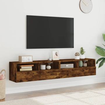 Smoked Oak TV Wall Cabinets - 2 pcs 80x30x30 cm