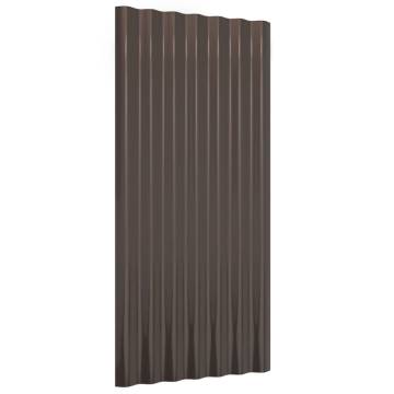 36 pcs Powder-coated Steel Roof Panels - Brown 80x36 cm