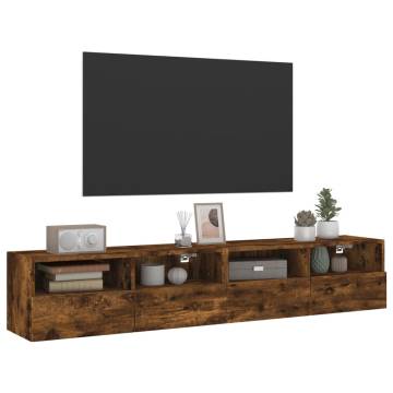 Smoked Oak TV Wall Cabinets - 2 pcs 80x30x30 cm