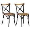 Cross Chairs 2 Pcs - Black Solid Mango Wood | HipoMarket