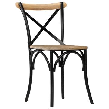 Cross Chairs 2 Pcs - Black Solid Mango Wood | HipoMarket