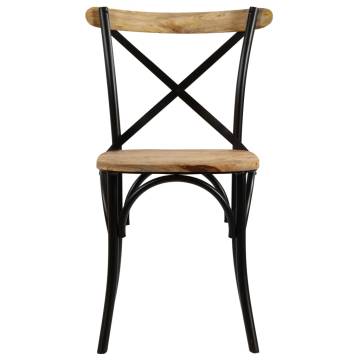 Cross Chairs 2 Pcs - Black Solid Mango Wood | HipoMarket