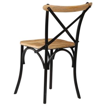 Cross Chairs 2 Pcs - Black Solid Mango Wood | HipoMarket