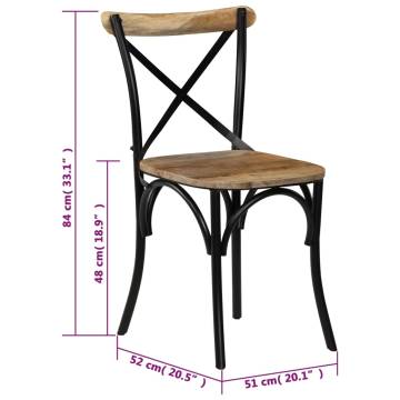 Cross Chairs 2 Pcs - Black Solid Mango Wood | HipoMarket