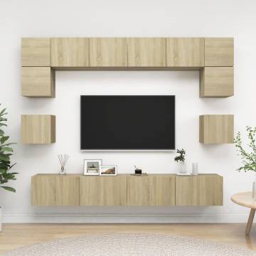 8 Piece Sonoma Oak TV Cabinet Set - Stylish & Practical