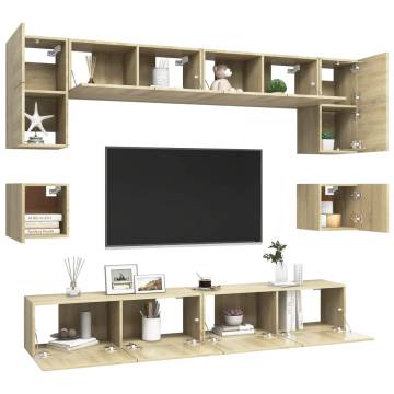 8 Piece Sonoma Oak TV Cabinet Set - Stylish & Practical