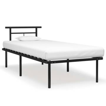 Black Metal Bed Frame 90x200 cm - Elegant & Sturdy Design