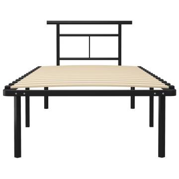 Black Metal Bed Frame 90x200 cm - Elegant & Sturdy Design