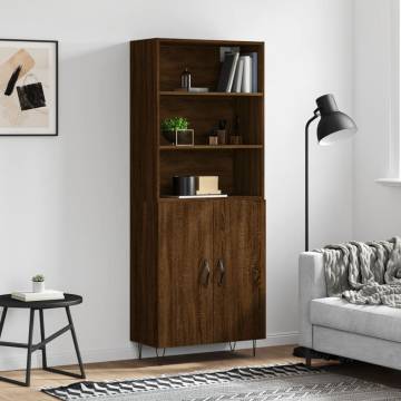 Stylish Highboard Brown Oak - 69.5x34x180 cm | HipoMarket