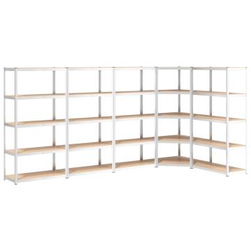 5-Layer Shelves - Durable Steel & Engineered Wood Storage Solution