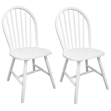 Stylish White Rubber Wood Dining Chairs - Set of 2