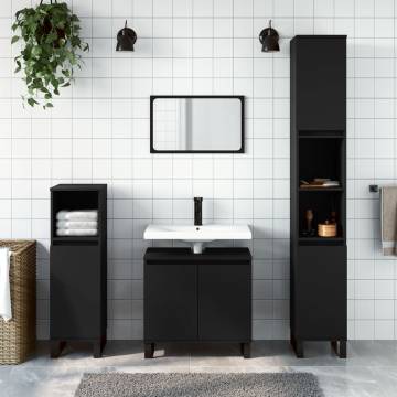 Bathroom Cabinet Black 30x30x190 cm - Stylish Storage Solution