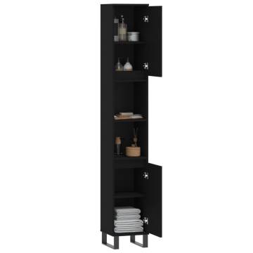 Bathroom Cabinet Black 30x30x190 cm - Stylish Storage Solution