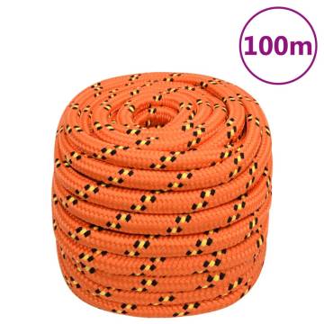 Durable 20mm Orange Boat Rope - 100m Polypropylene | HiPoMarket